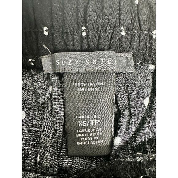 Suzy Shien Women’s Elastic Waist Polka Dot Belted Shorts Size XS Black White - Picture 3 of 10